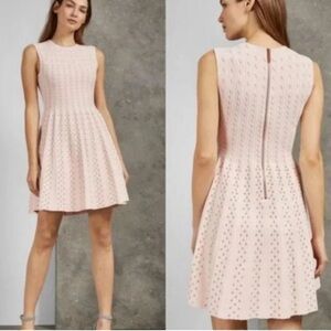 Ted Baker Knitted Flippy Skater Dress Pink Metallic Rose Gold Ted Baker 0 UK 2US